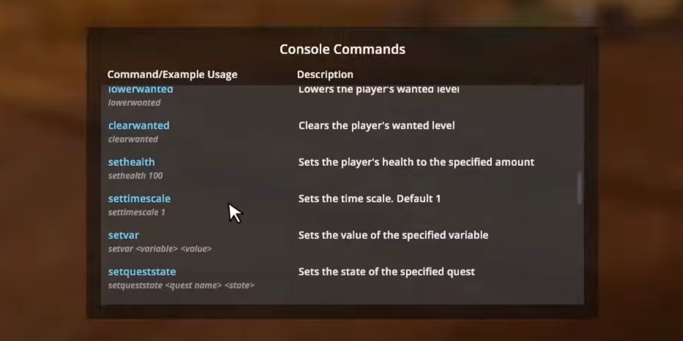 Console Commands